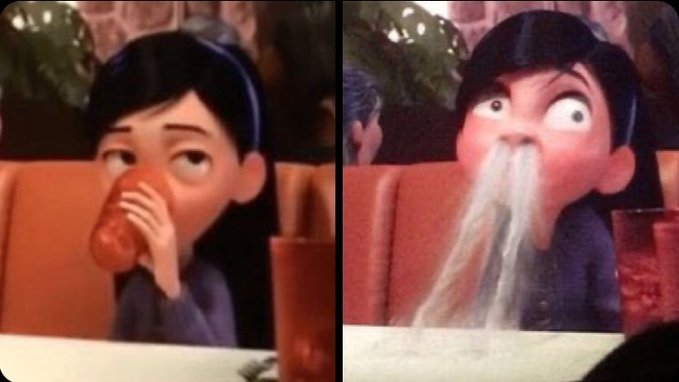 Violet spitting water through her nose Blank Meme Template