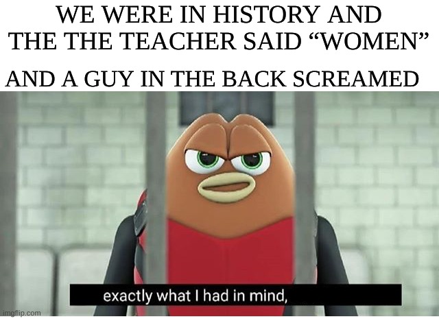 Average guy | WE WERE IN HISTORY AND THE THE TEACHER SAID “WOMEN”; AND A GUY IN THE BACK SCREAMED | image tagged in not exactly what i had in mind,funny memes,guys memes | made w/ Imgflip meme maker
