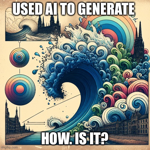 Soo how Is it | USED AI TO GENERATE; HOW. IS IT? | image tagged in tidal wave | made w/ Imgflip meme maker