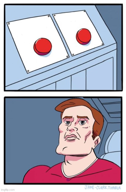 Two Buttons - No Edition | image tagged in two buttons - no edition | made w/ Imgflip meme maker