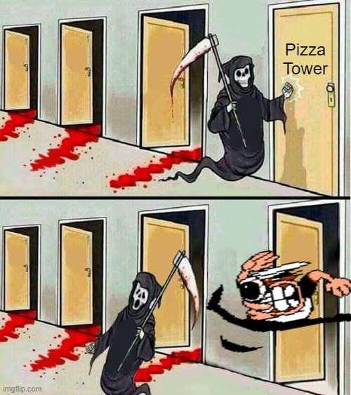 Grim Reaper Running Away | Pizza Tower | image tagged in grim reaper running away | made w/ Imgflip meme maker