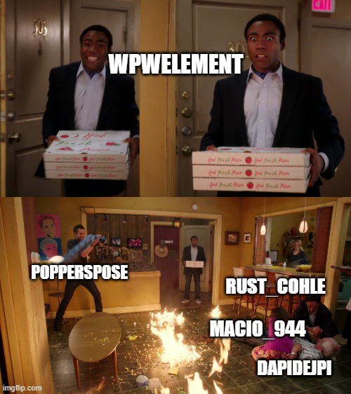 Community troy Pizza Meme | WPWELEMENT; POPPERSPOSE; RUST_COHLE; MACIO_944; DAPIDEJPI | image tagged in community troy pizza meme | made w/ Imgflip meme maker
