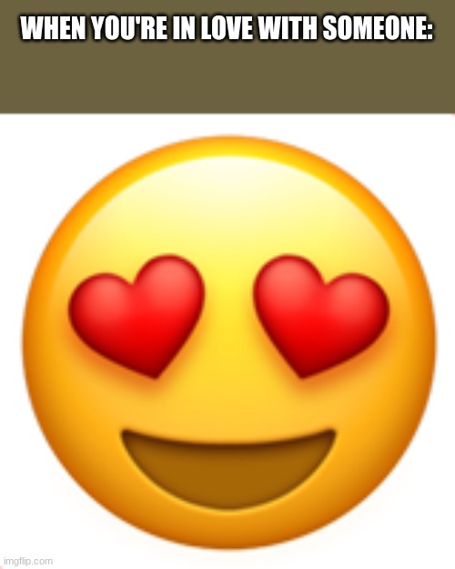 Smiling Face with Heart-Shaped Eyes | WHEN YOU'RE IN LOVE WITH SOMEONE: | image tagged in smiling face with heart-shaped eyes,emoji,emojis | made w/ Imgflip meme maker