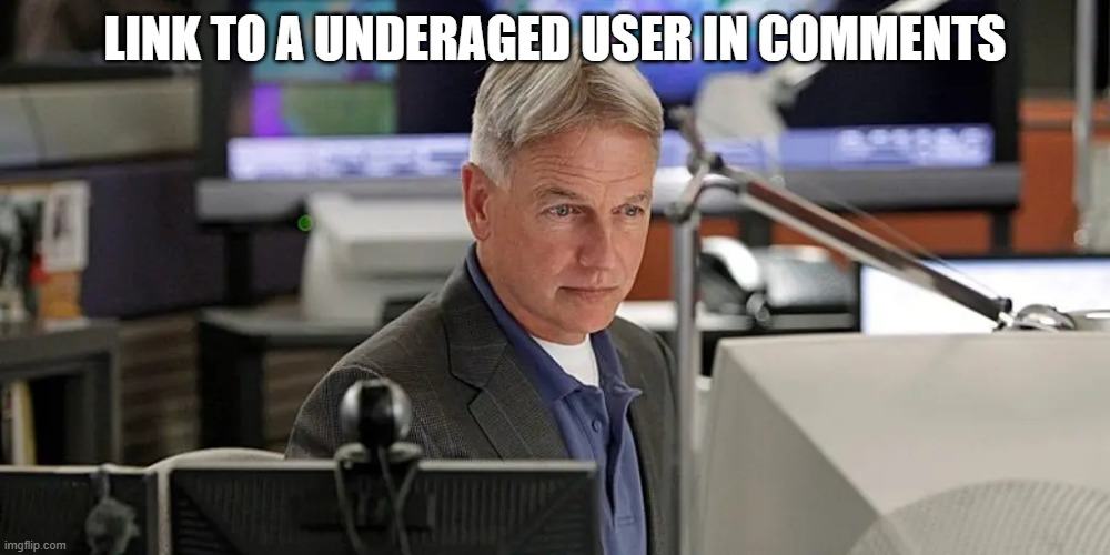 NCIS gibbs | LINK TO A UNDERAGED USER IN COMMENTS | image tagged in ncis gibbs | made w/ Imgflip meme maker