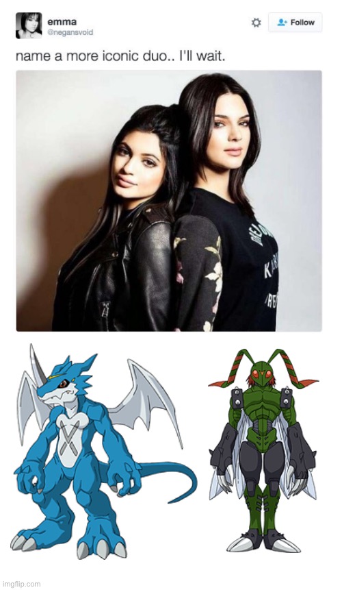 Exveemon and Stingmon is another awesome anime duo! | image tagged in name a more iconic duo,digimon,anime | made w/ Imgflip meme maker