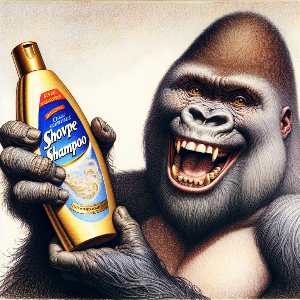 High Quality a gorilla presenting the new shampoo Blank Meme Template