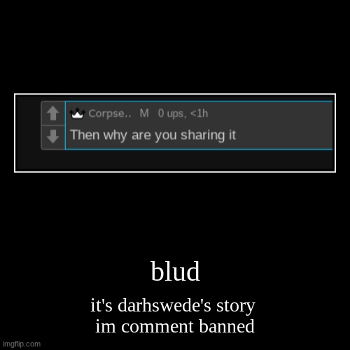 blud | it's darhswede's story 
im comment banned | image tagged in funny,demotivationals | made w/ Imgflip demotivational maker