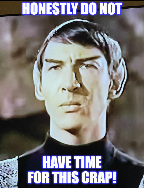 Time keeps slipping | HONESTLY DO NOT; HAVE TIME FOR THIS CRAP! | image tagged in star trek | made w/ Imgflip meme maker