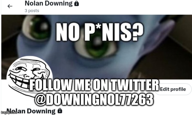 follow me on twitter | FOLLOW ME ON TWITTER
@DOWNINGNOL77263 | image tagged in twitter | made w/ Imgflip meme maker