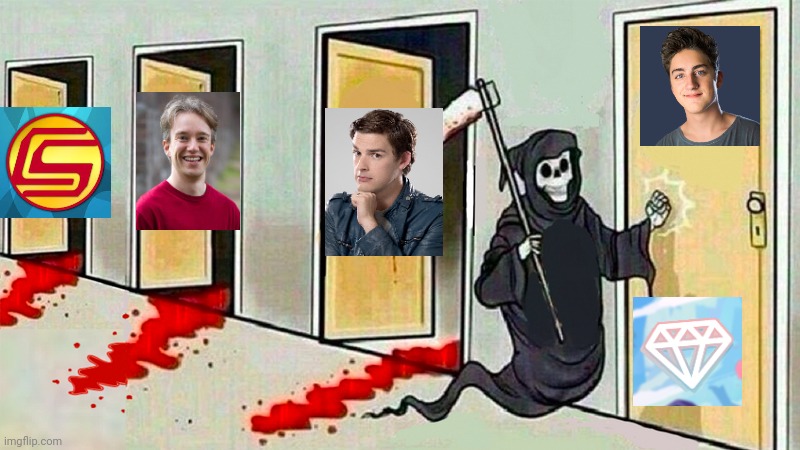They seem like the next biggest youtubers to go (not yet but someday) | image tagged in death knocking at the door,youtube | made w/ Imgflip meme maker