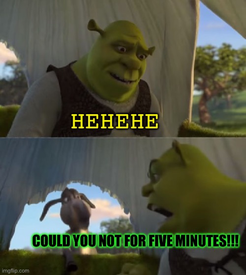 Could you not ___ for 5 MINUTES | HEHEHE COULD YOU NOT FOR FIVE MINUTES!!! | image tagged in could you not ___ for 5 minutes | made w/ Imgflip meme maker