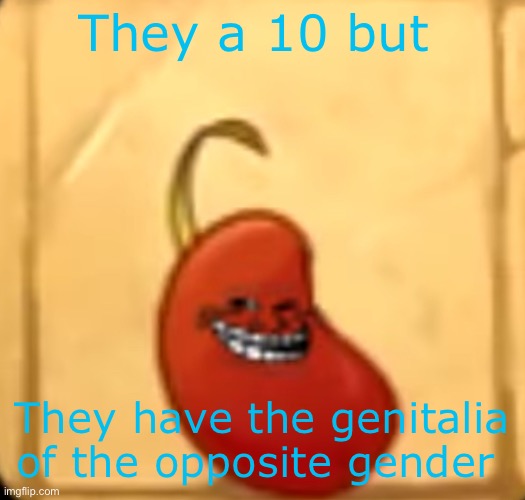 Why did I join in on this stupid trend | They a 10 but; They have the genitalia of the opposite gender | image tagged in troll bean | made w/ Imgflip meme maker