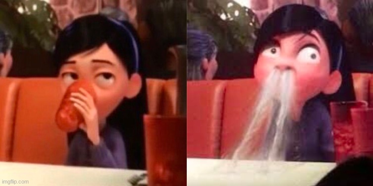 Violet from The Incredibles Spitting out Drink | image tagged in violet from the incredibles spitting out drink | made w/ Imgflip meme maker