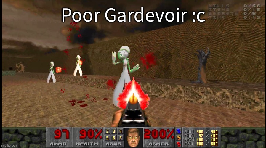 I did a thing (my first ever mod for DOOM II) | Poor Gardevoir :c | image tagged in doom | made w/ Imgflip meme maker
