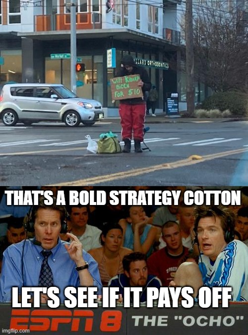 THAT'S A BOLD STRATEGY COTTON; LET'S SEE IF IT PAYS OFF | image tagged in bold strategy cotton | made w/ Imgflip meme maker
