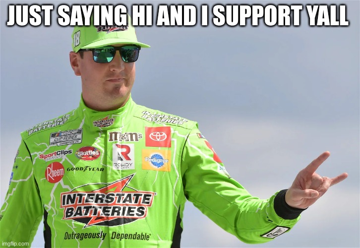 kyle busch | JUST SAYING HI AND I SUPPORT YALL | image tagged in kyle busch | made w/ Imgflip meme maker