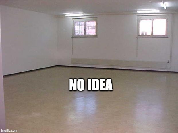 Empty Room | NO IDEA | image tagged in empty room | made w/ Imgflip meme maker