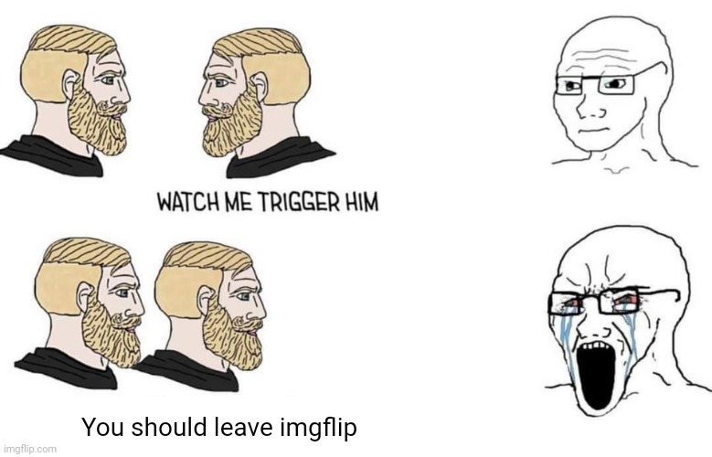 Watch me Trigger Him | You should leave imgflip | image tagged in watch me trigger him | made w/ Imgflip meme maker