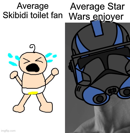 Used in comment but not actual spam | Average Star Wars enjoyer; Average Skibidi toilet fan | made w/ Imgflip meme maker