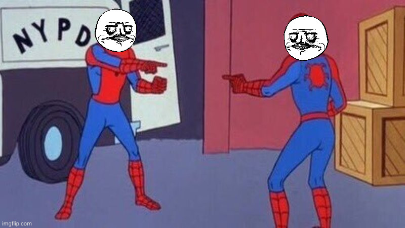 spiderman pointing at spiderman | image tagged in spiderman pointing at spiderman | made w/ Imgflip meme maker