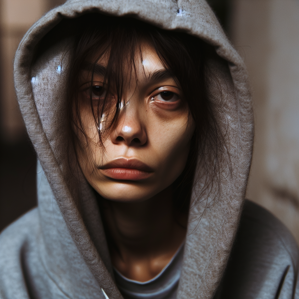 High Quality woman in a hoodie looking tired Blank Meme Template