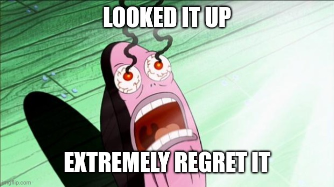 Spongebob My Eyes | LOOKED IT UP EXTREMELY REGRET IT | image tagged in spongebob my eyes | made w/ Imgflip meme maker