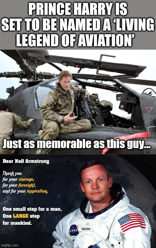 Prince Harry was only number two in his own aircraft, ex-commander says... | PRINCE HARRY IS SET TO BE NAMED A ‘LIVING LEGEND OF AVIATION’; Just as memorable as this guy... | image tagged in princess bride,nonsense | made w/ Imgflip meme maker