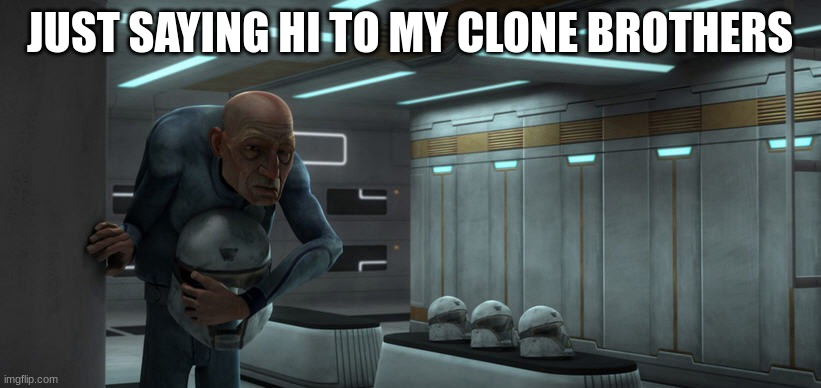 clone 99 | JUST SAYING HI TO MY CLONE BROTHERS | image tagged in clone 99 | made w/ Imgflip meme maker