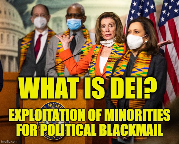 You racist, misogynist, transphobe pig! | WHAT IS DEI? EXPLOITATION OF MINORITIES
FOR POLITICAL BLACKMAIL | image tagged in leftists | made w/ Imgflip meme maker