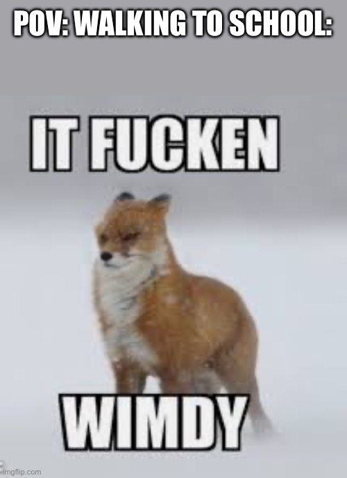 IT FUCKIN WIMDY | POV: WALKING TO SCHOOL: | made w/ Imgflip meme maker