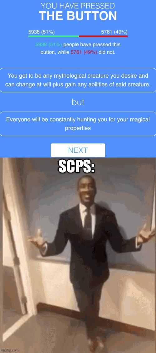 SCPS: | image tagged in smiling black guy in suit | made w/ Imgflip meme maker