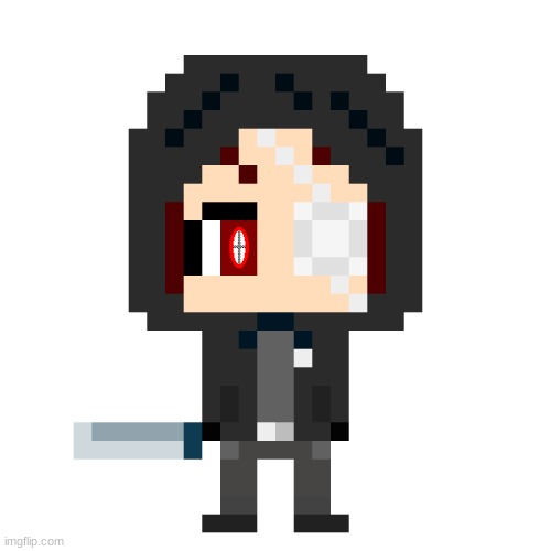 my new pixelated OC, meet bloodshard! (roleplay with me if u want) details in comments | image tagged in pixel,why are you reading this,a | made w/ Imgflip meme maker