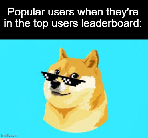 i'm looking at you, caleb | Popular users when they're in the top users leaderboard: | image tagged in doge with deal with it sunglasses,doge,deal with it,imgflip users,popular,leaderboard | made w/ Imgflip meme maker