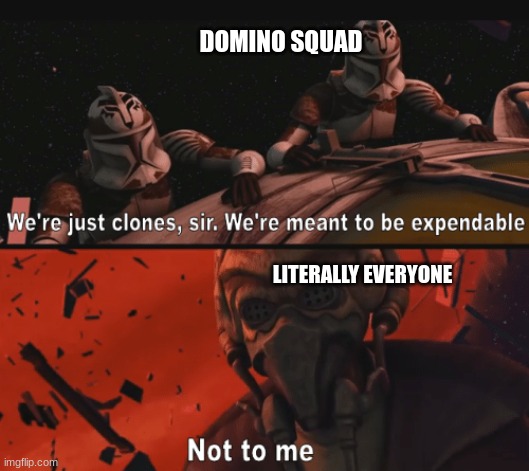 true tho | DOMINO SQUAD; LITERALLY EVERYONE | image tagged in were just clones sir | made w/ Imgflip meme maker