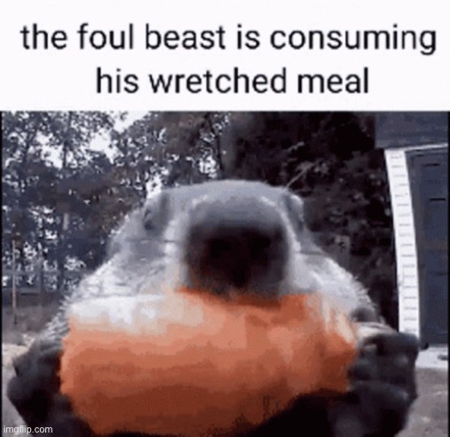 image tagged in the foul beast is consuming his wretched meal | made w/ Imgflip meme maker