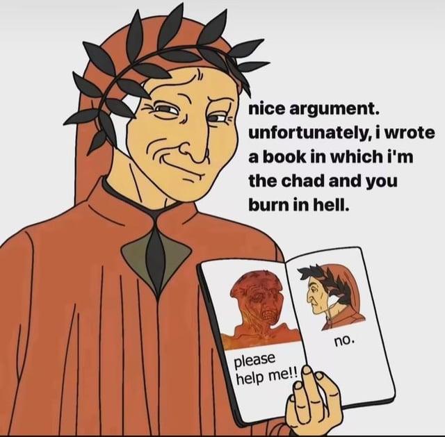 High Quality I wrote a book in which I'm the chad and you burn in hell Blank Meme Template