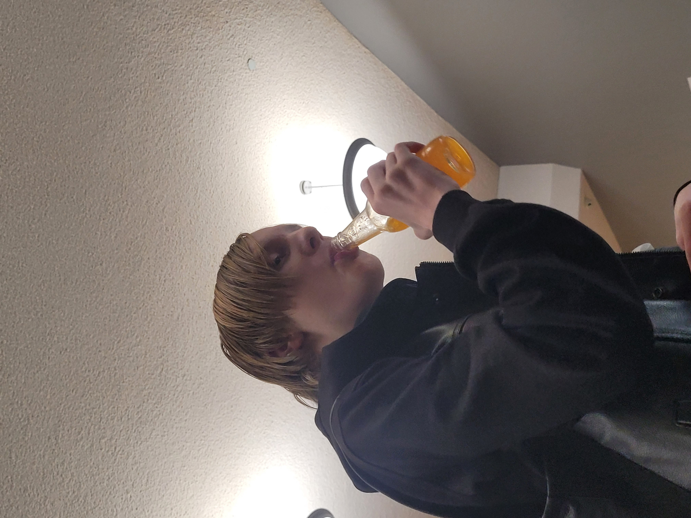 Greasy receding hairline teen drinking orange soda Blank Meme Template