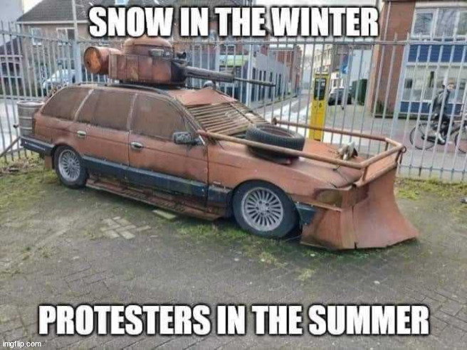 Global warming making protester season unpredictable? No problem... | image tagged in protesters,global warming,no problem | made w/ Imgflip meme maker