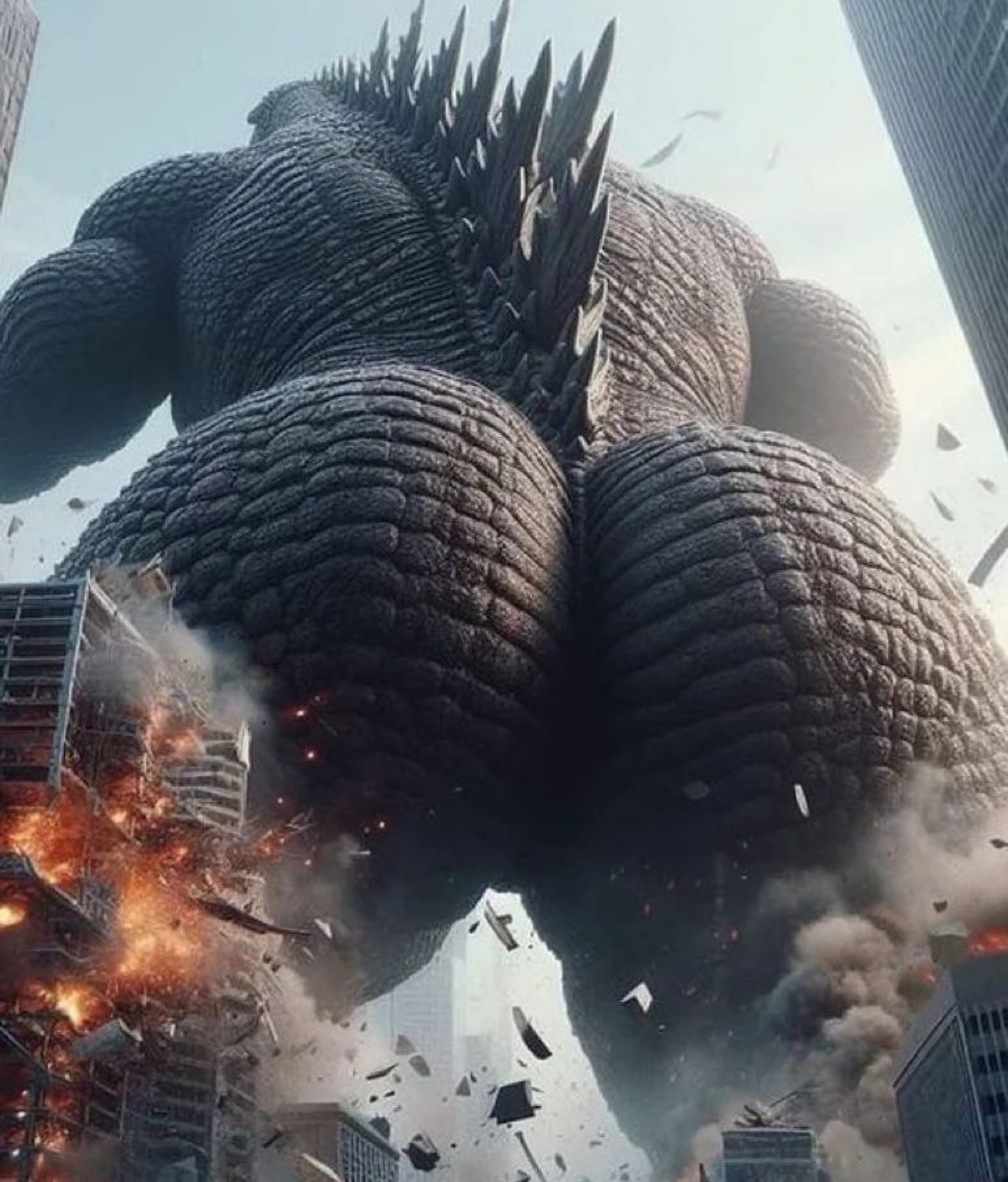High Quality Godzilla butt Blank Meme Template