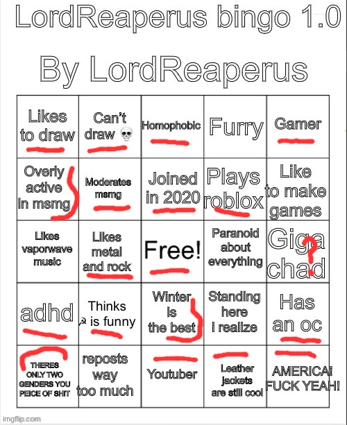 . | image tagged in lordreaperus bingo 1 0 | made w/ Imgflip meme maker