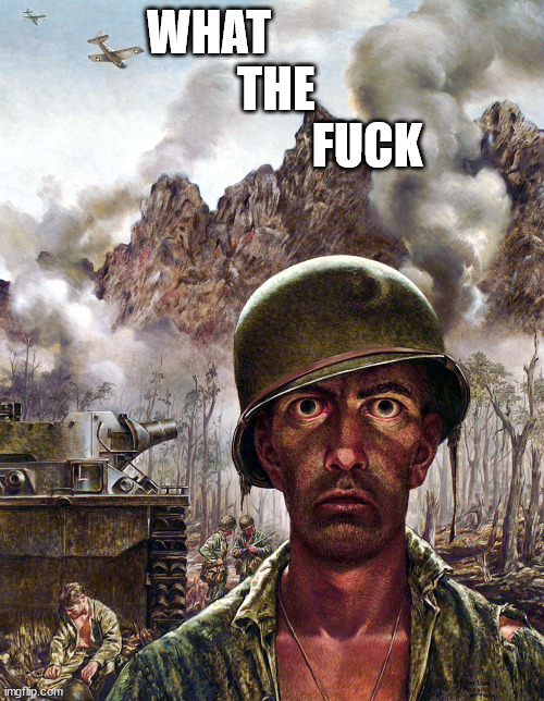 1000 yard stare | WHAT                       THE                             FUCK | image tagged in 1000 yard stare | made w/ Imgflip meme maker