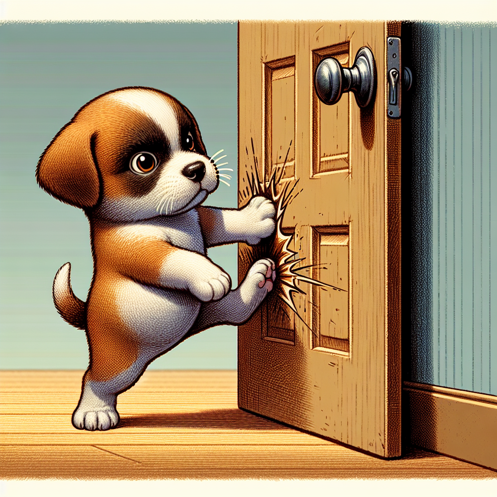 serious looking puppy kicking door down Blank Meme Template