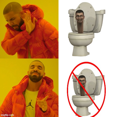 FUCK YOU SKIBIDI TOILET 6 YEAR OLDS | image tagged in memes,drake hotline bling | made w/ Imgflip meme maker