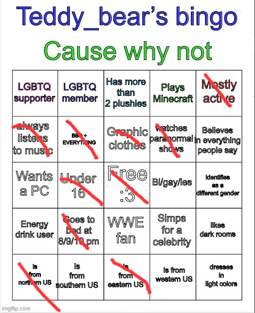 Fuck this why not | image tagged in teddy bear s bingo | made w/ Imgflip meme maker