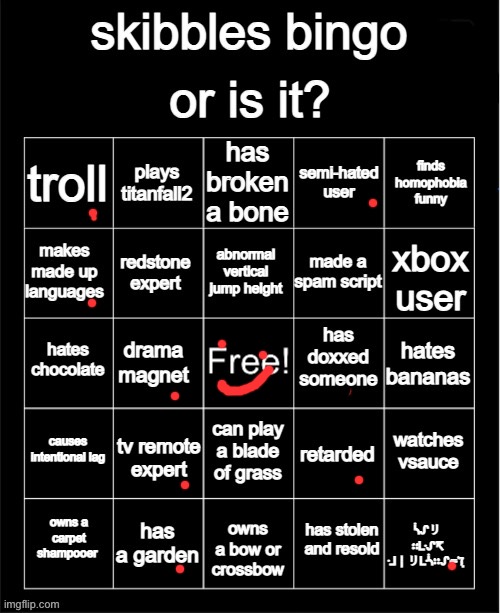 Skibbles kys bingo | image tagged in skibbles kys bingo | made w/ Imgflip meme maker