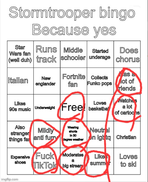 Stormtrooper bingo | image tagged in stormtrooper bingo | made w/ Imgflip meme maker