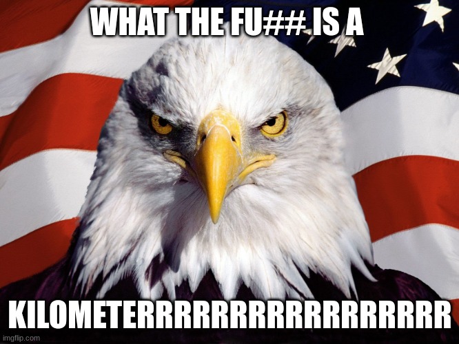 but what is it though? | WHAT THE FU## IS A; KILOMETERRRRRRRRRRRRRRRRR | image tagged in freedom eagle,funny memes | made w/ Imgflip meme maker