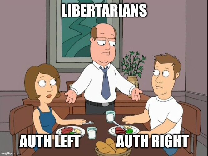 you’re both just awful | LIBERTARIANS; AUTH LEFT             AUTH RIGHT | image tagged in you re both just awful | made w/ Imgflip meme maker