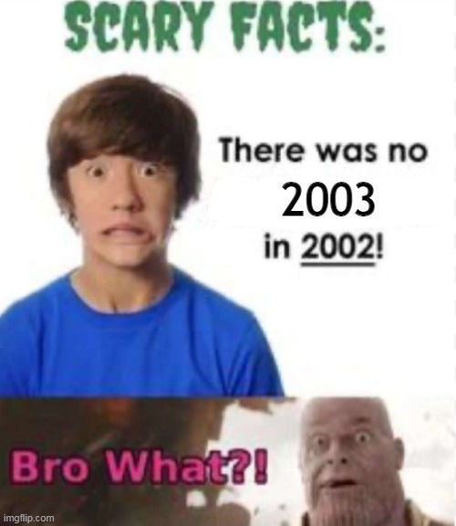 2003 | image tagged in scary facts | made w/ Imgflip meme maker
