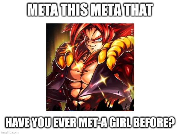 Met-a girl before? | META THIS META THAT; HAVE YOU EVER MET-A GIRL BEFORE? | image tagged in dragon ball gt | made w/ Imgflip meme maker